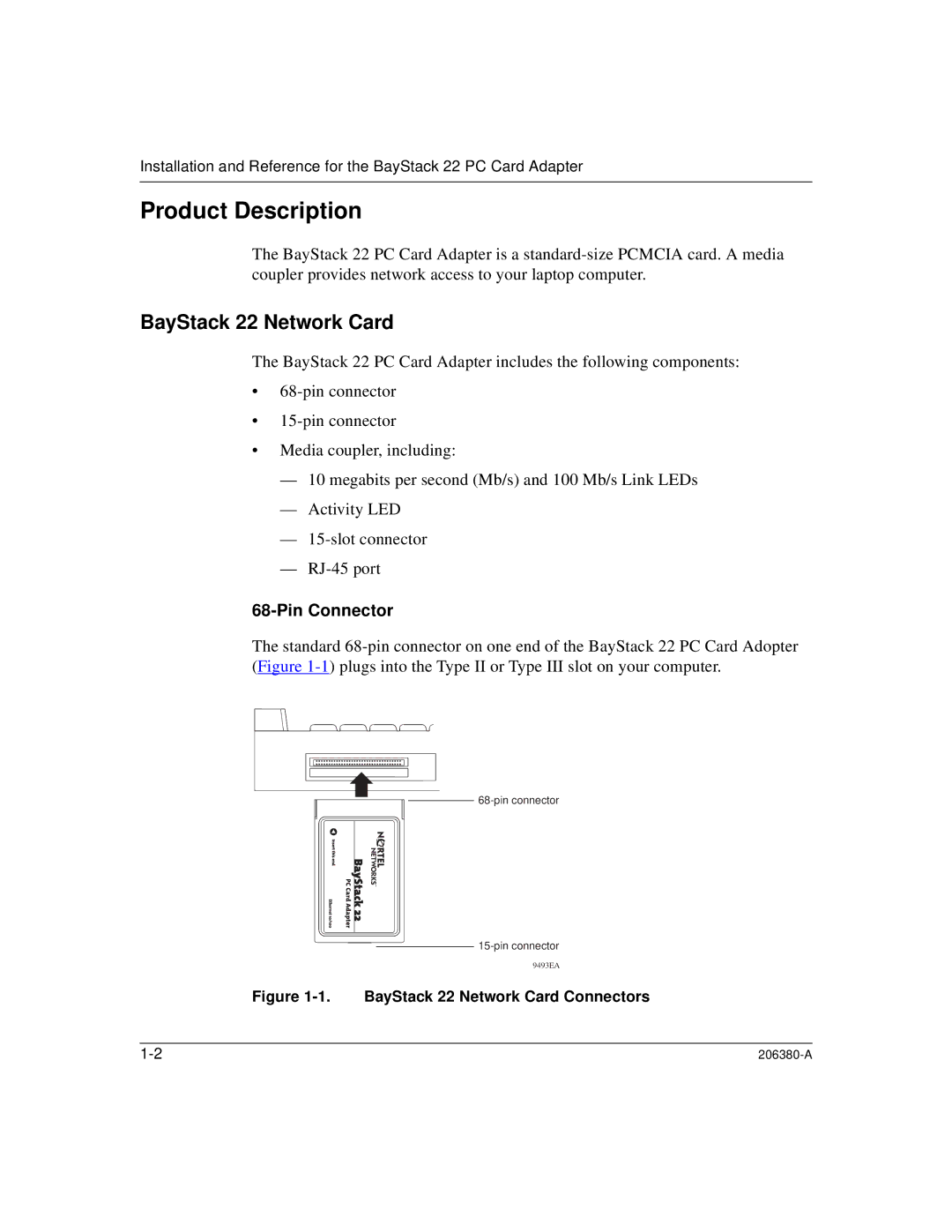 3Com 206380-A manual Product Description, BayStack 22 Network Card 