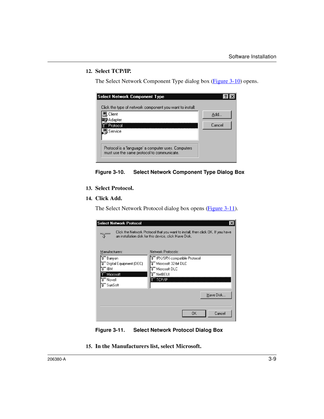 3Com 206380-A manual Select TCP/IP 