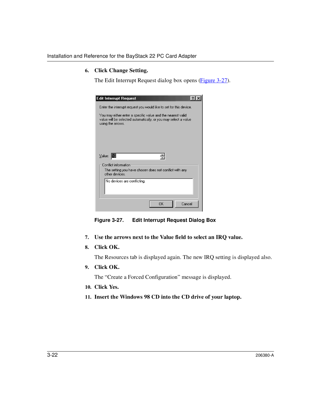 3Com 206380-A manual Click Change Setting 