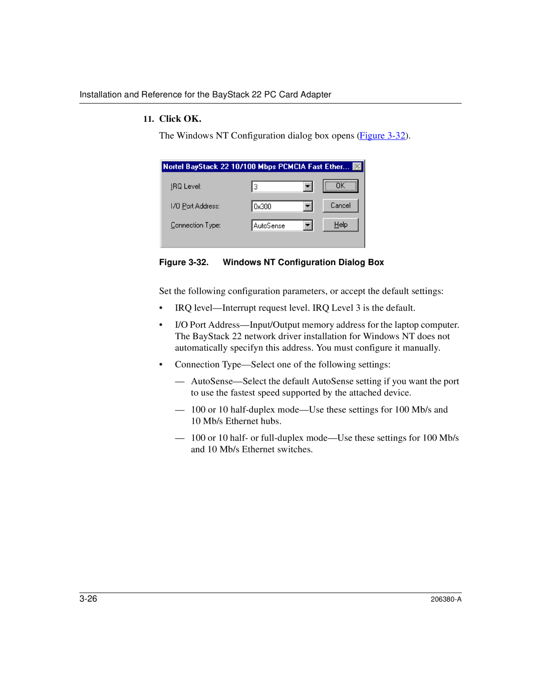 3Com 206380-A manual Windows NT Configuration dialog box opens Figure 