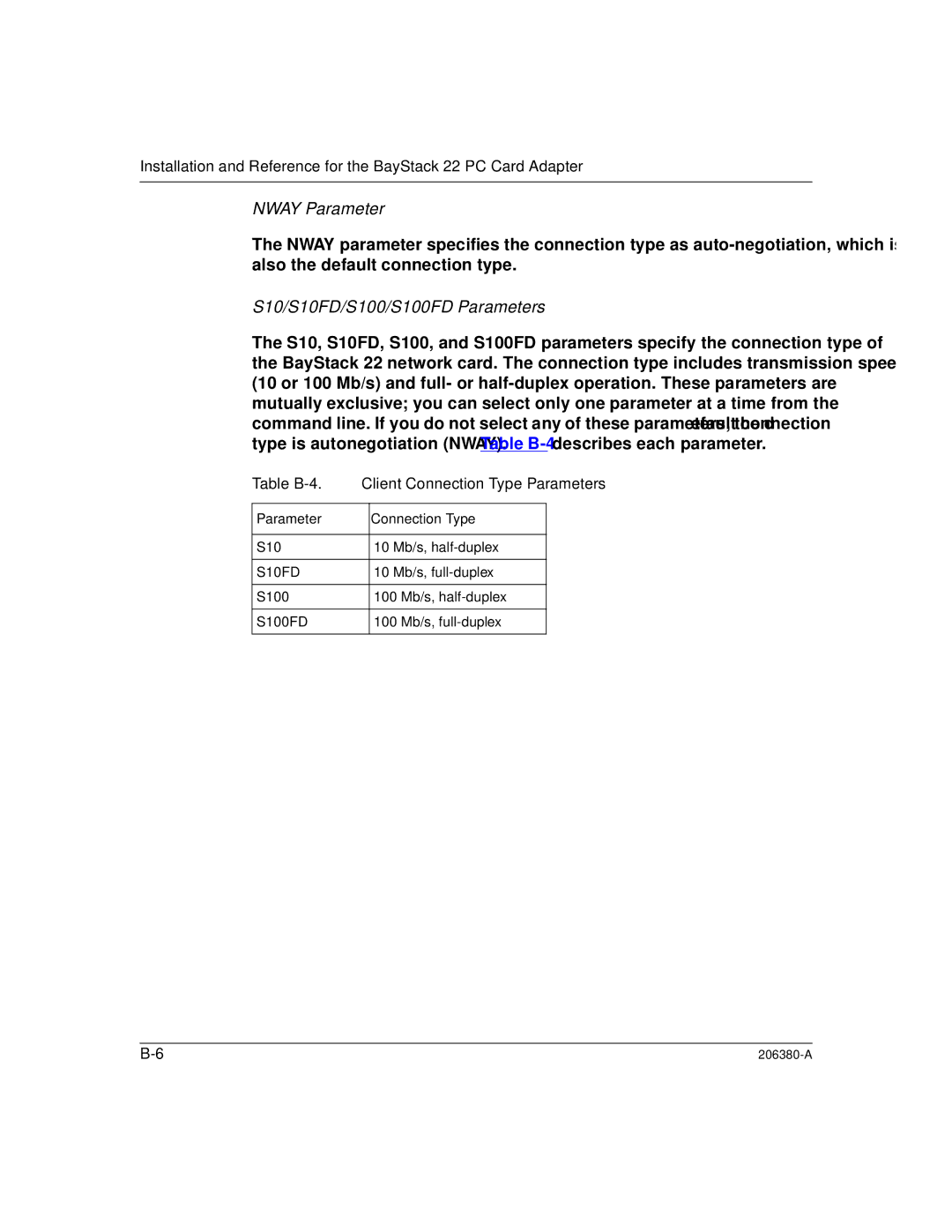 3Com 206380-A manual Nway Parameter 