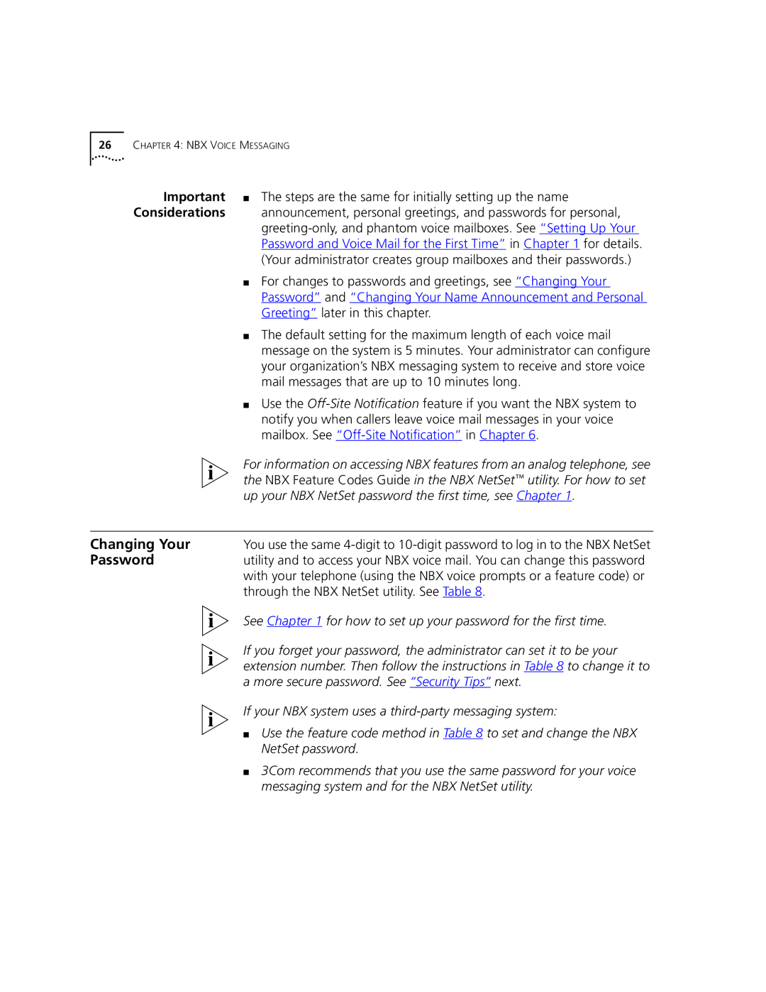 3Com 2101 manual Changing Your, Password, Considerations 