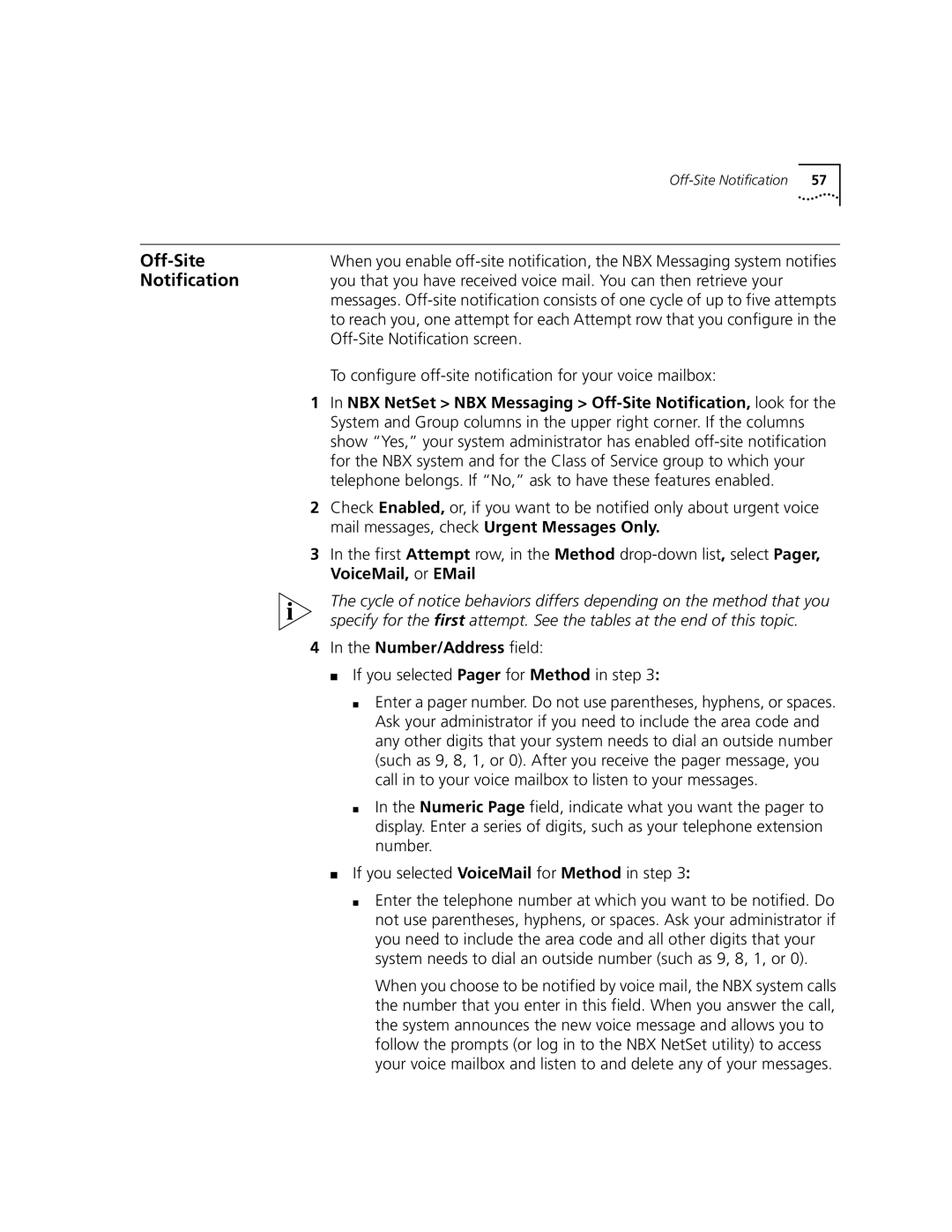 3Com 2101 manual Off-Site, Notification, Number/Address field 