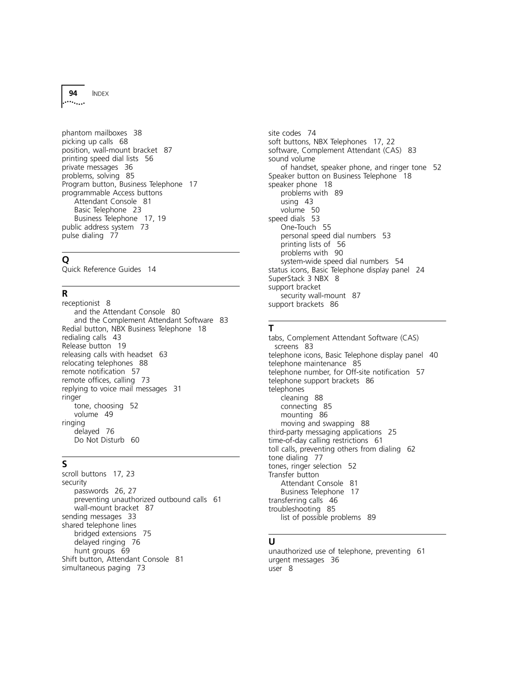 3Com 2101 manual Sending messages 33 shared telephone lines 