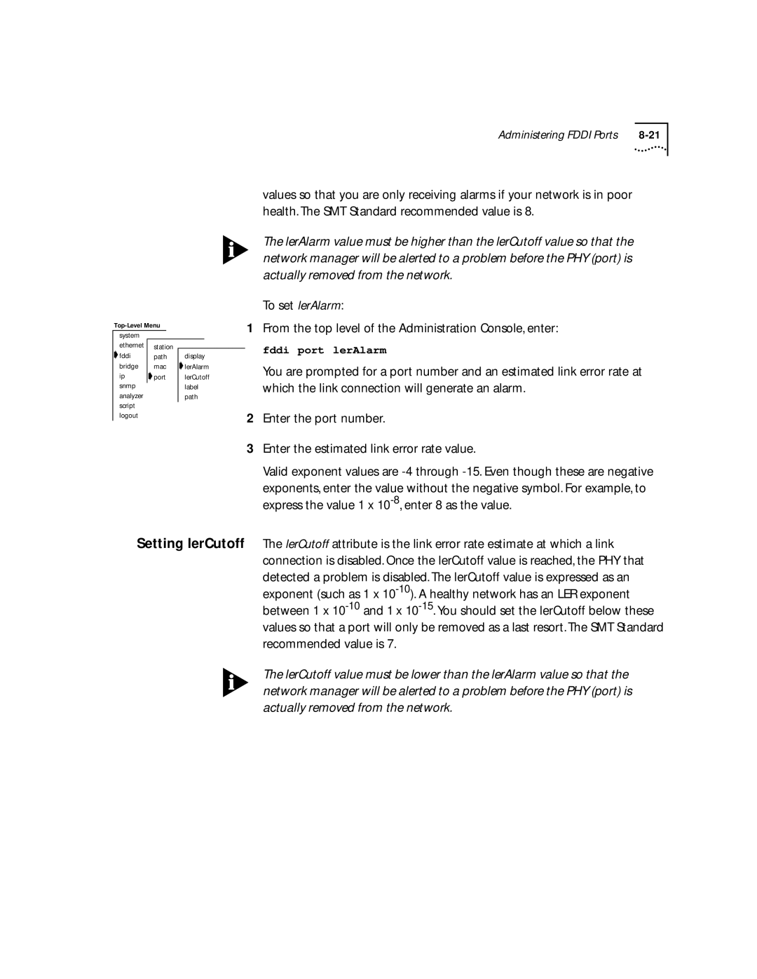 3Com 2200 manual Setting lerCutoff 