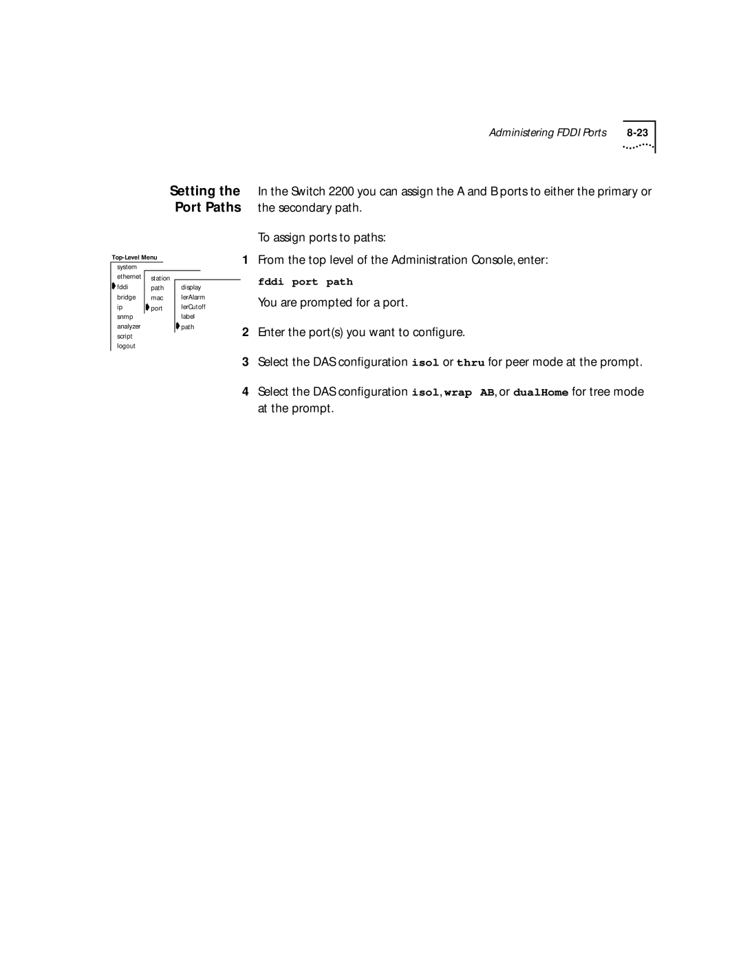 3Com 2200 manual Fddi port path 