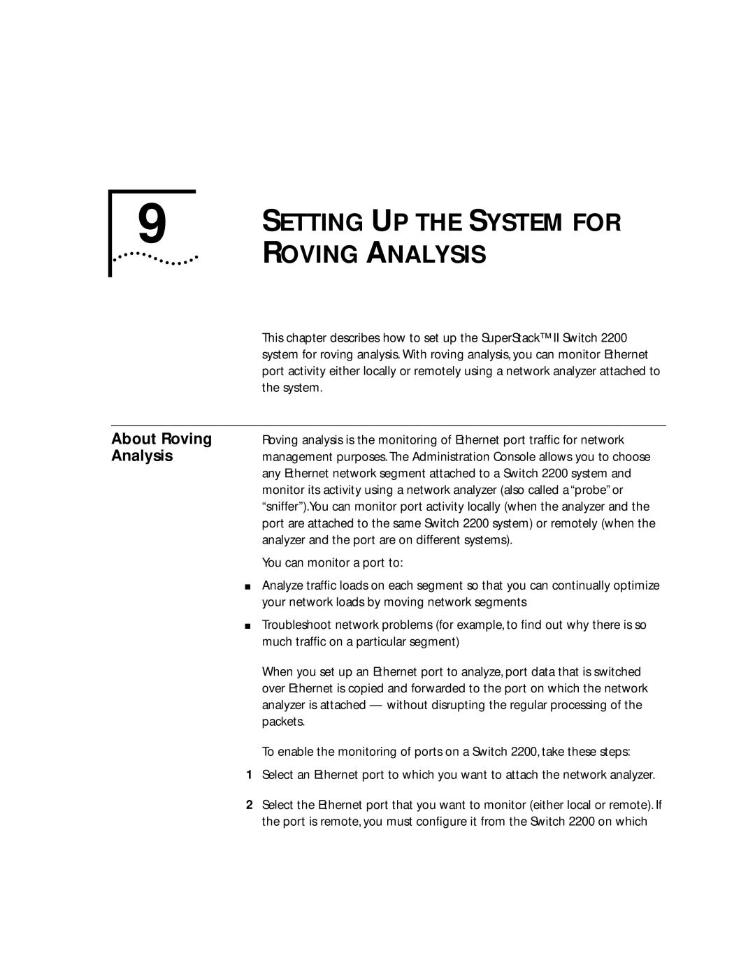 3Com 2200 manual Roving Analysis, About Roving 