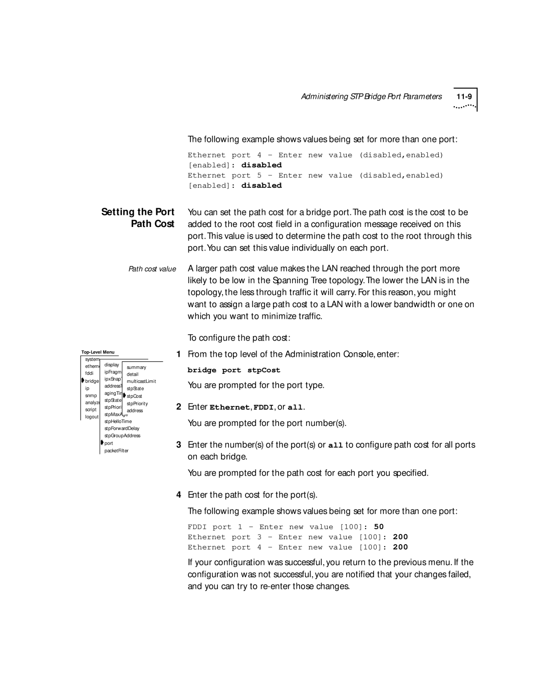 3Com 2200 manual Bridge port stpCost 