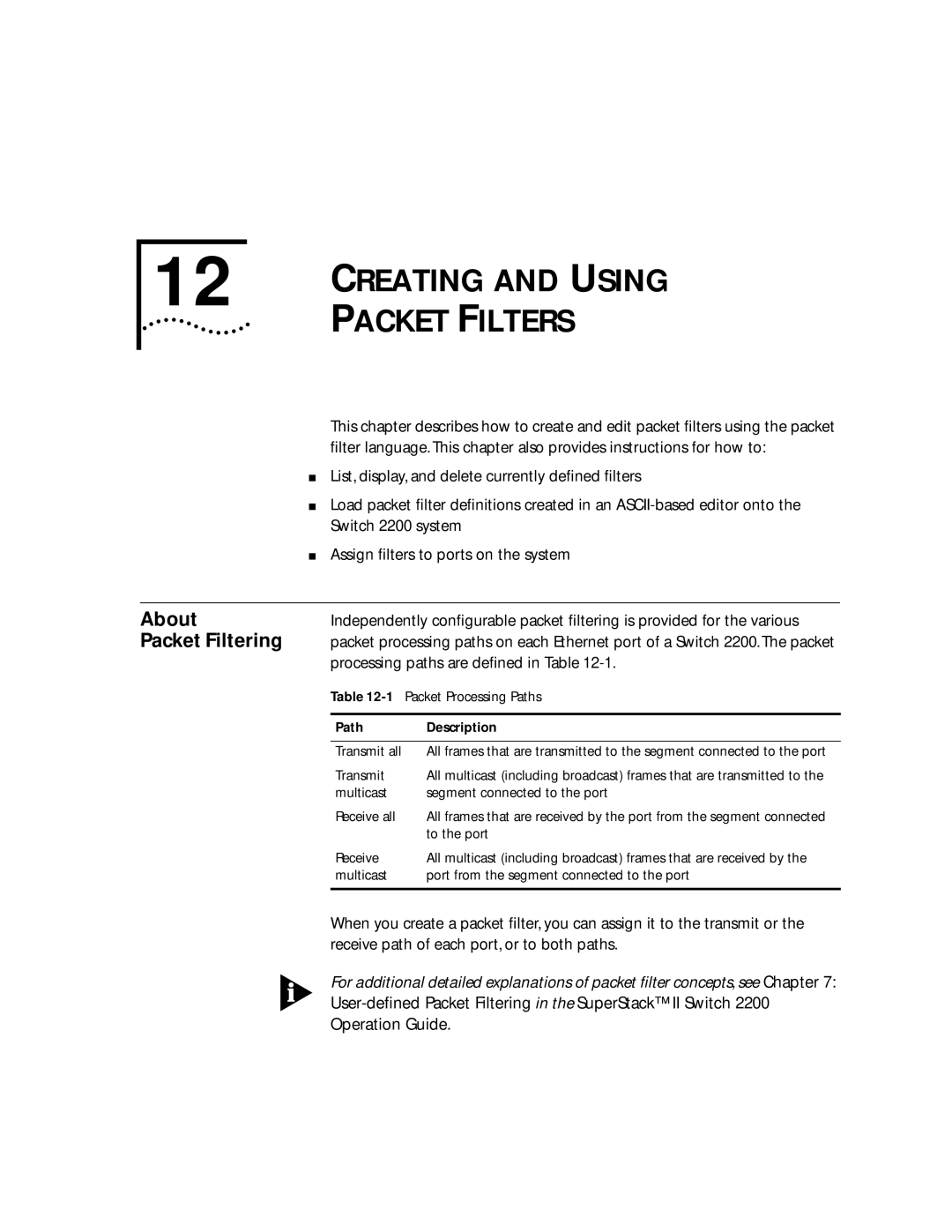 3Com 2200 manual Packet Filters, Packet Filtering 