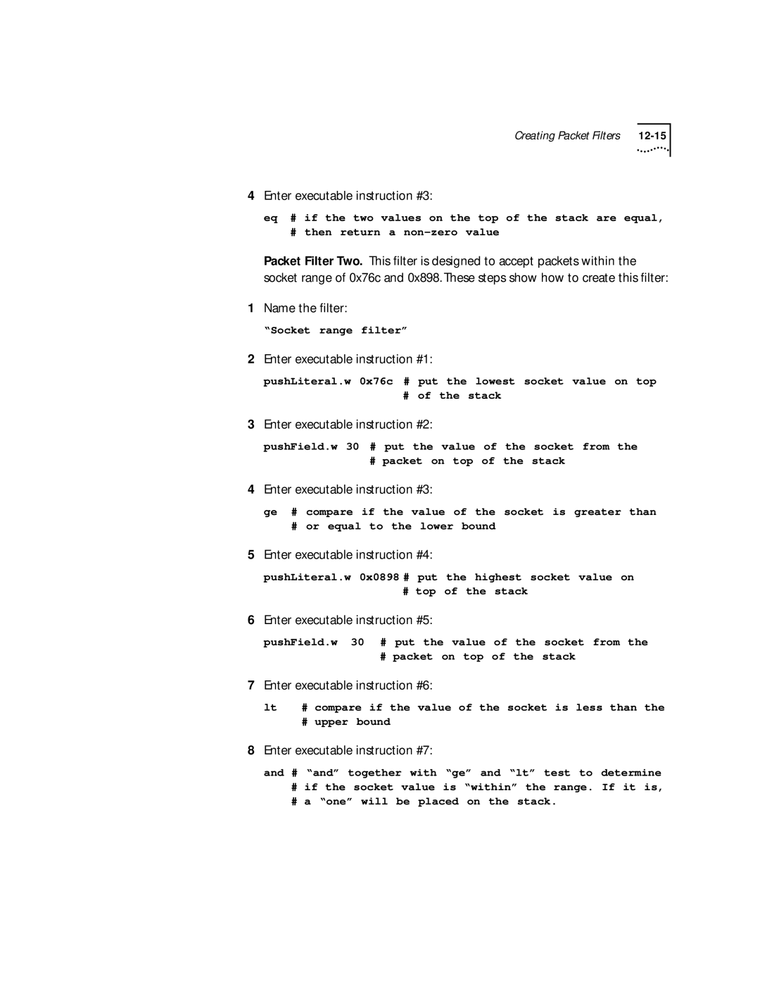 3Com 2200 manual Enter executable instruction #3, Enter executable instruction #4, Enter executable instruction #5 