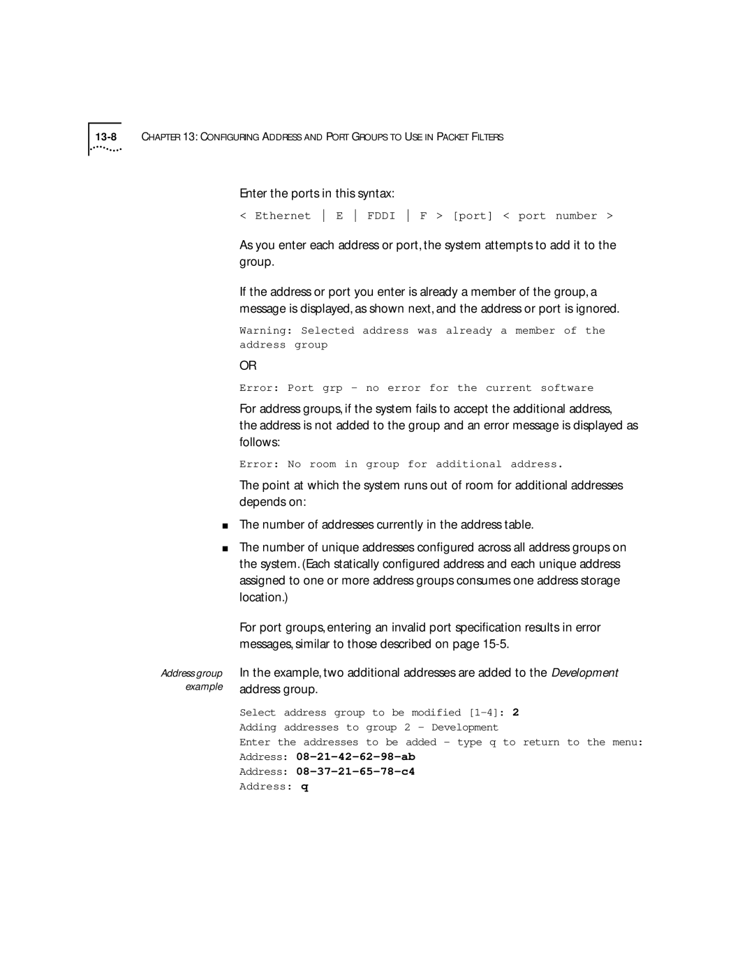 3Com 2200 manual Address 08-37-21-65-78-c4 