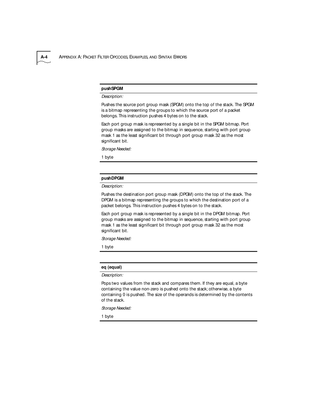 3Com 2200 manual PushSPGM, Byte PushDPGM, Byte Eq equal 