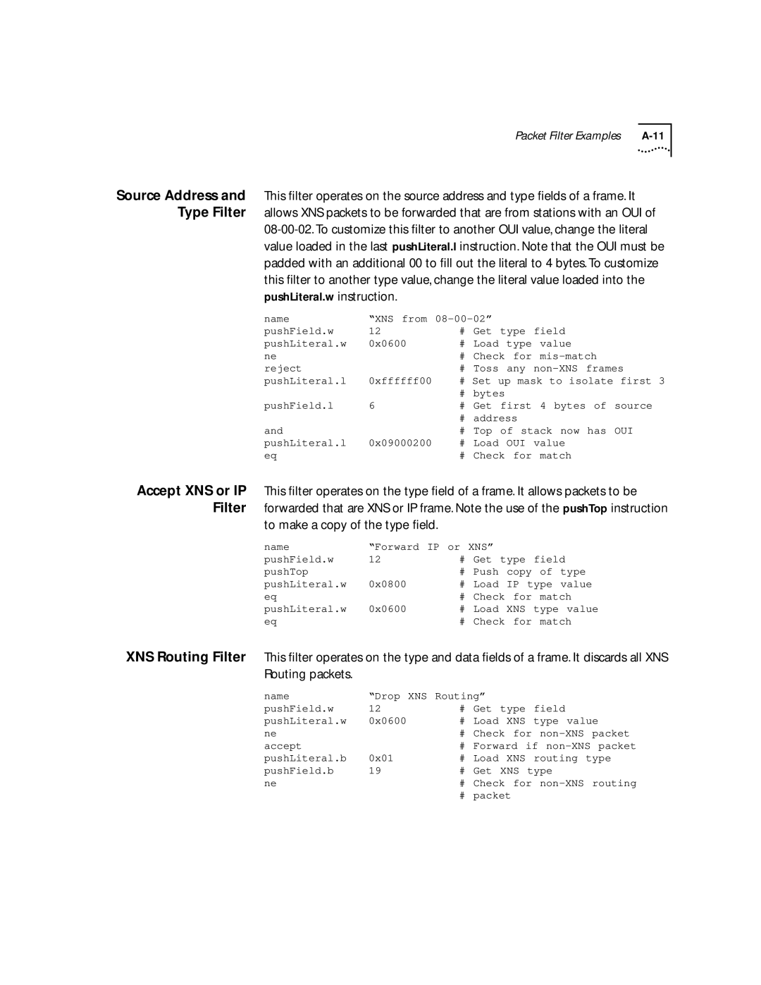 3Com 2200 manual To make a copy of the type ﬁeld, Xns 