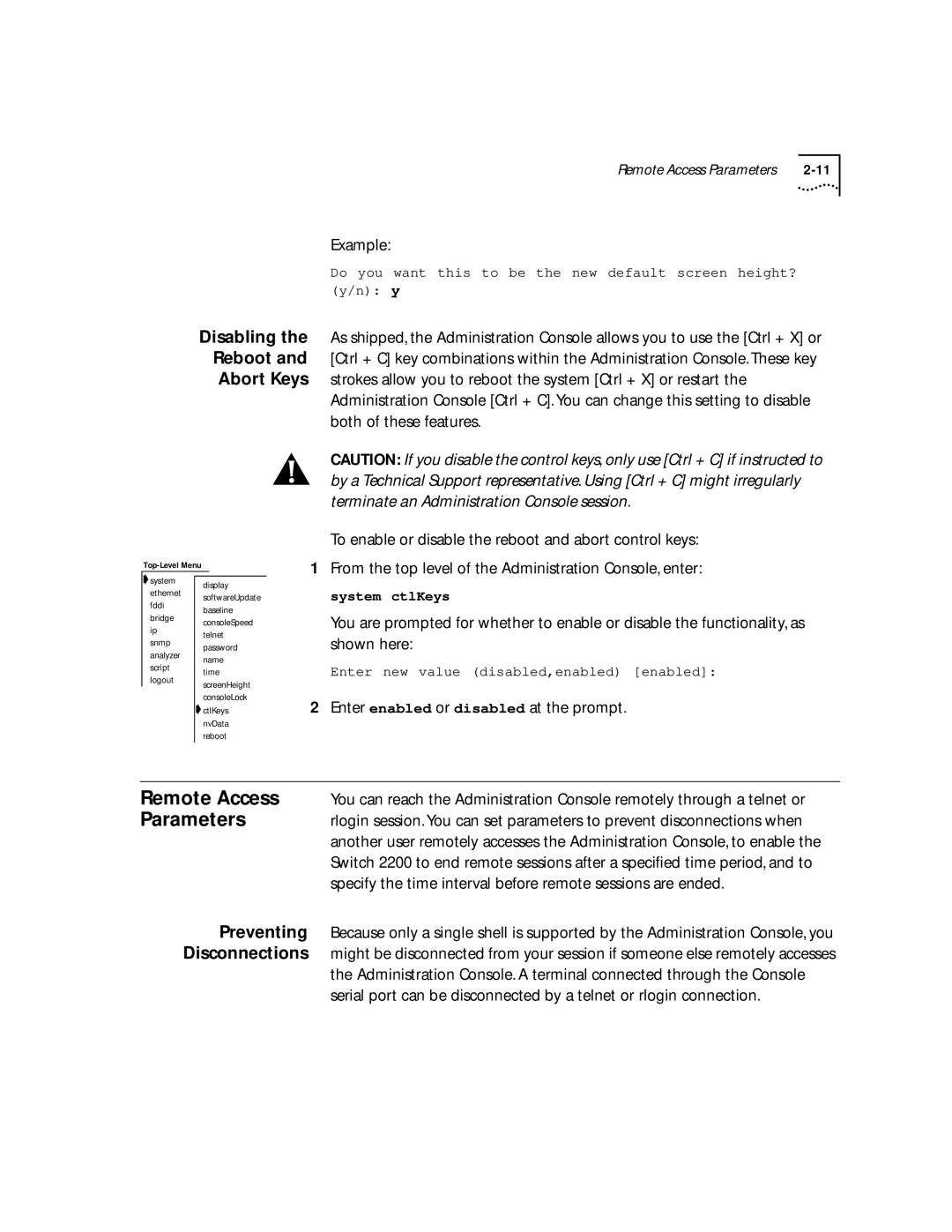 3Com 2200 manual Disabling Reboot Abort Keys 