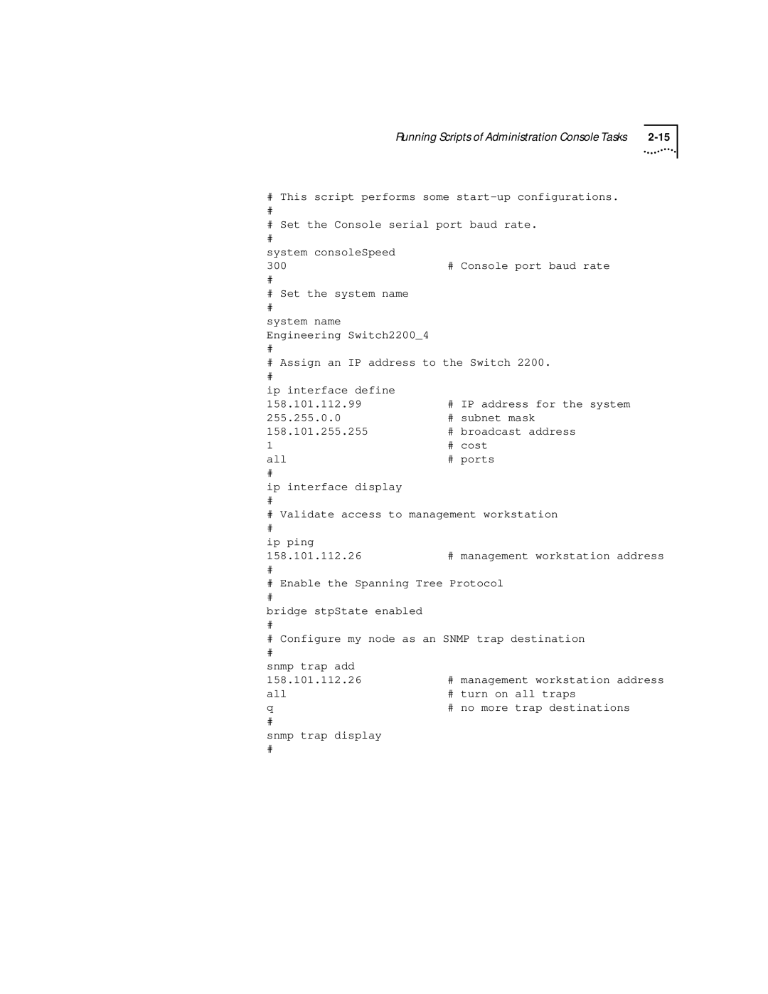 3Com 2200 manual Running Scripts of Administration Console Tasks 