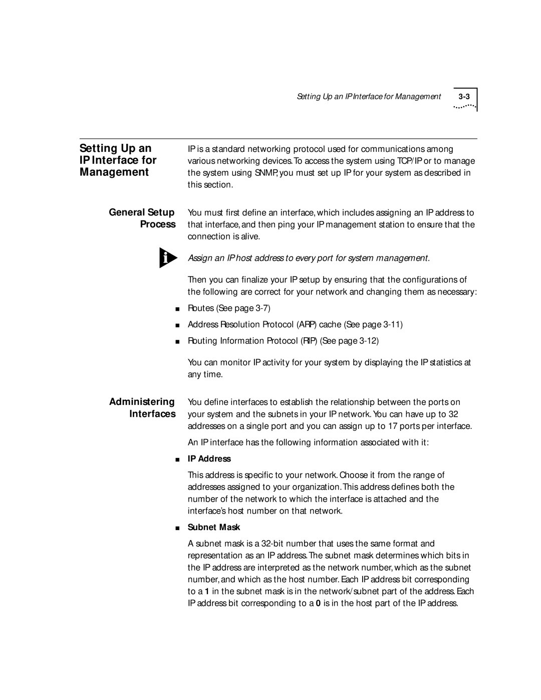 3Com 2200 manual Setting Up an, IP Interface for 