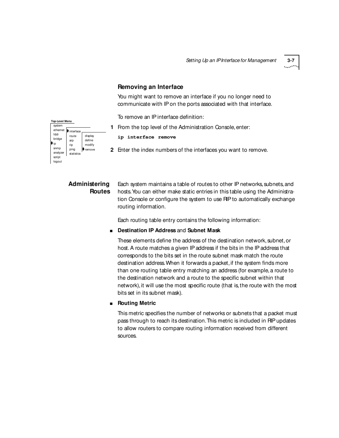 3Com 2200 manual Removing an Interface 