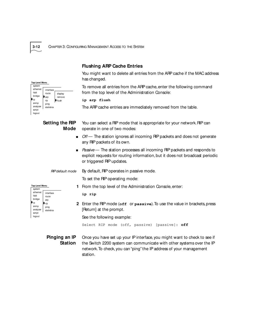 3Com 2200 manual Setting the RIP Mode 