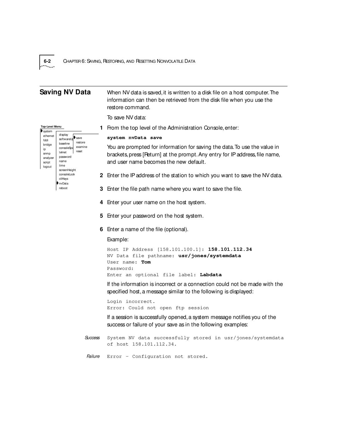 3Com 2200 manual Saving NV Data 