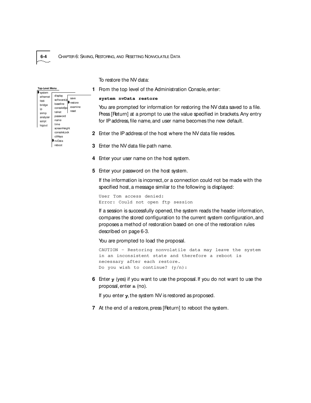 3Com 2200 manual System nvData restore 