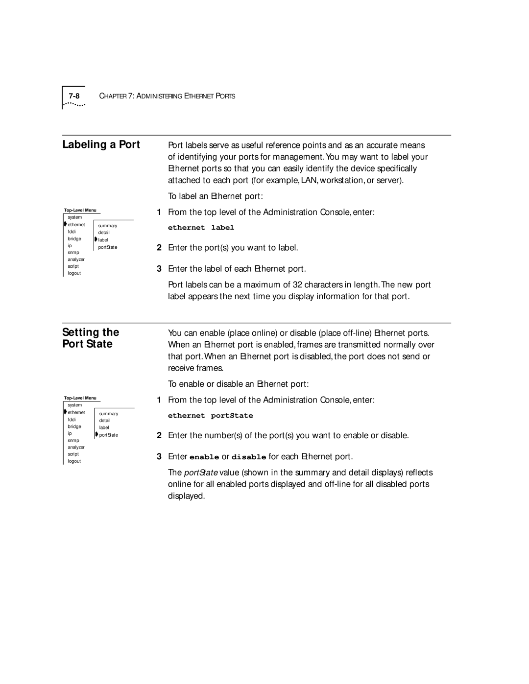 3Com 2200 manual Labeling a Port, Setting the Port State 