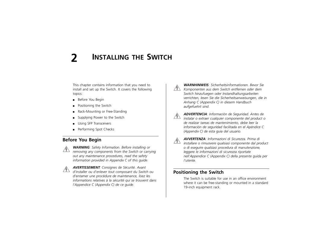 3Com 2226 PLUS manual Before You Begin, Positioning the Switch 