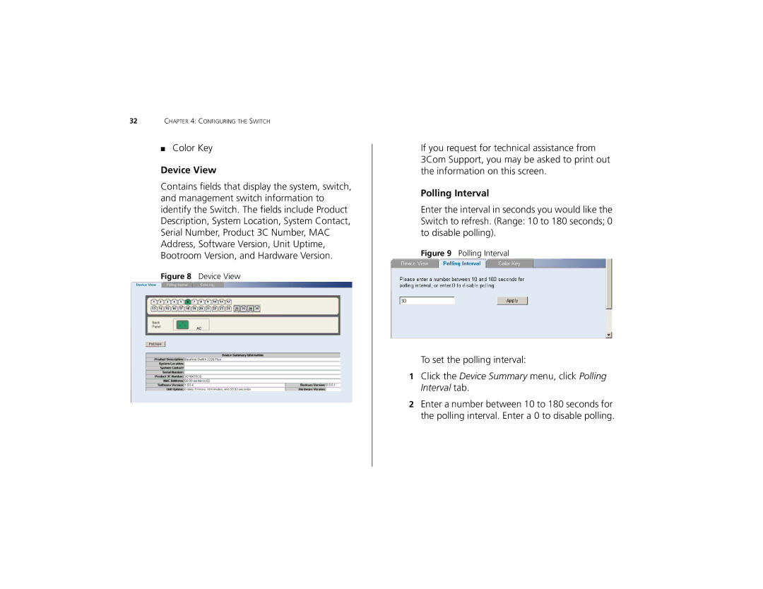 3Com 2226 PLUS manual Device View, Polling Interval 