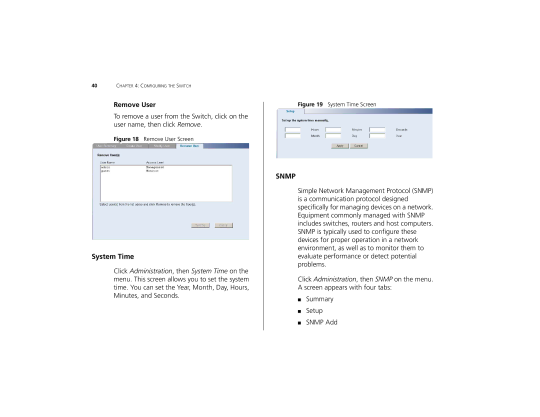 3Com 2226 PLUS manual System Time, Remove User 