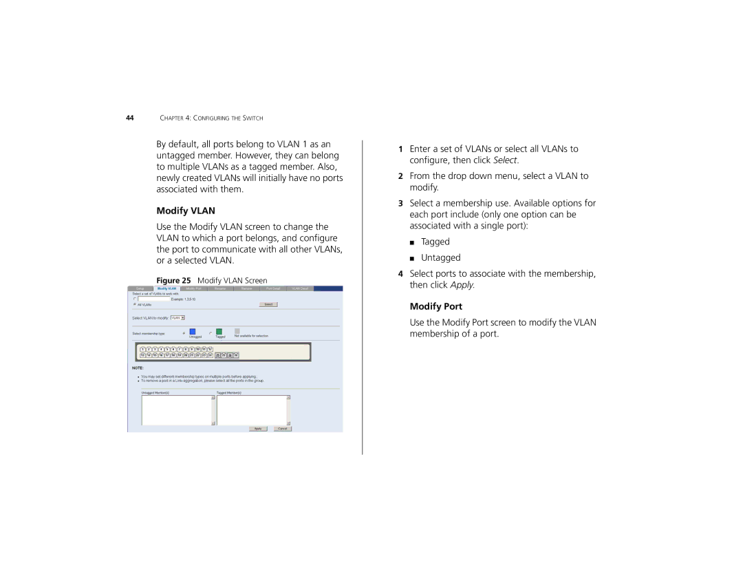 3Com 2226 PLUS manual Modify Vlan, Modify Port 