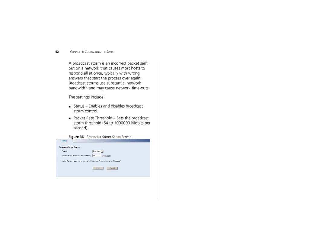 3Com 2226 PLUS manual Broadcast Storm Setup Screen 