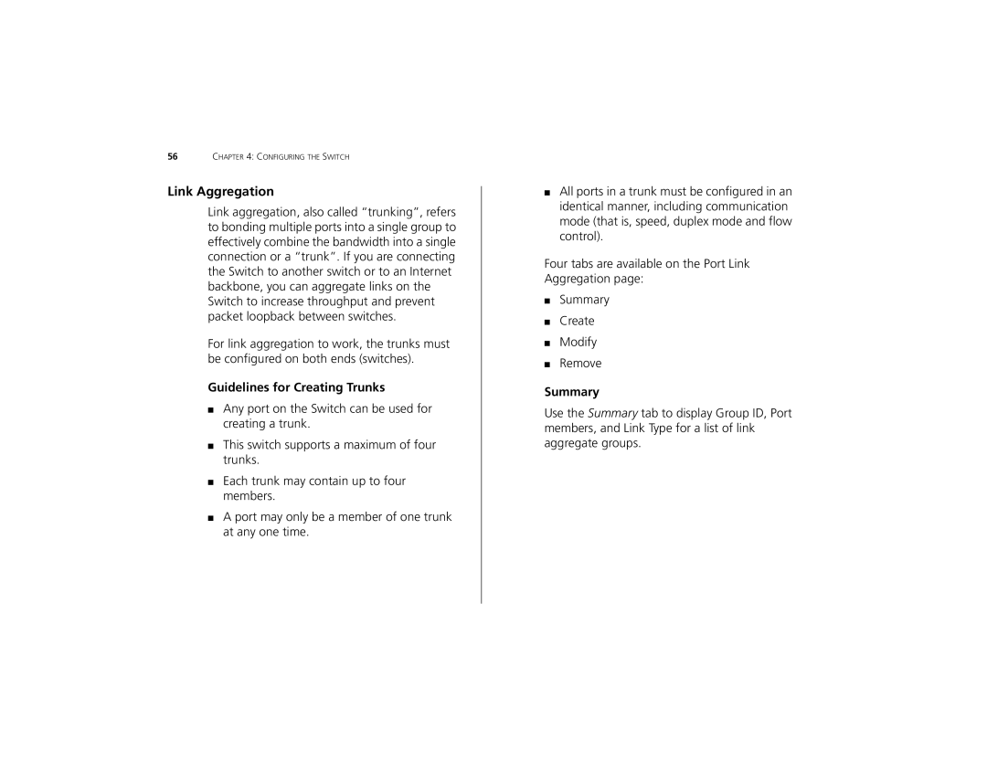 3Com 2226 PLUS manual Link Aggregation, Guidelines for Creating Trunks 