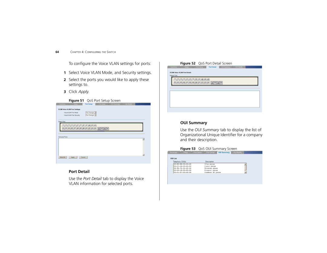 3Com 2226 PLUS manual OUI Summary, QoS Port Setup Screen 