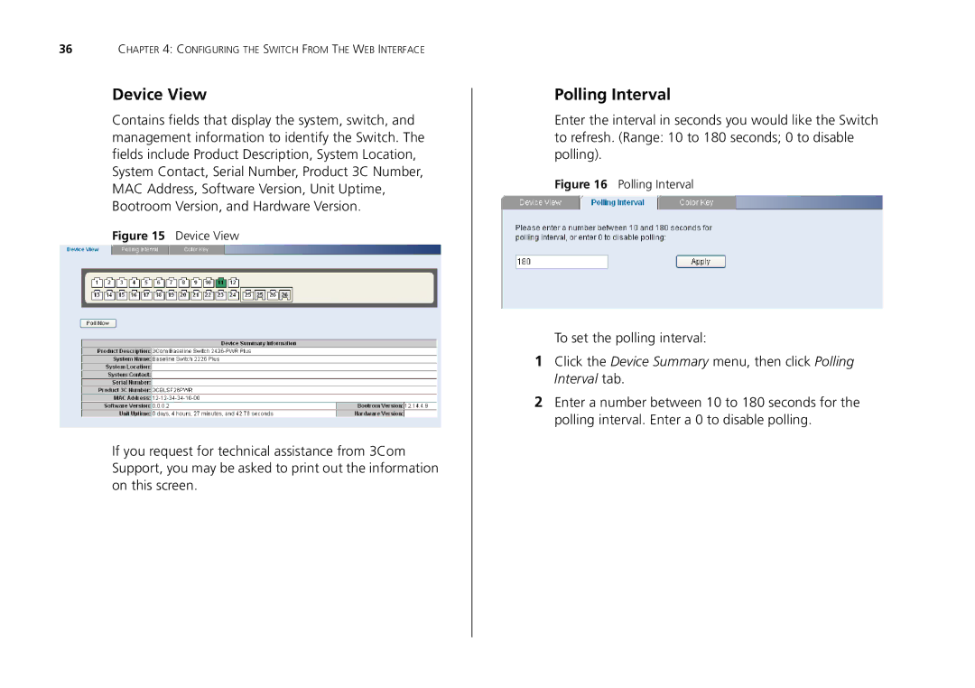 3Com 2226-SFP, 2250-SFP, 2426-PWR manual Device View, Polling Interval 