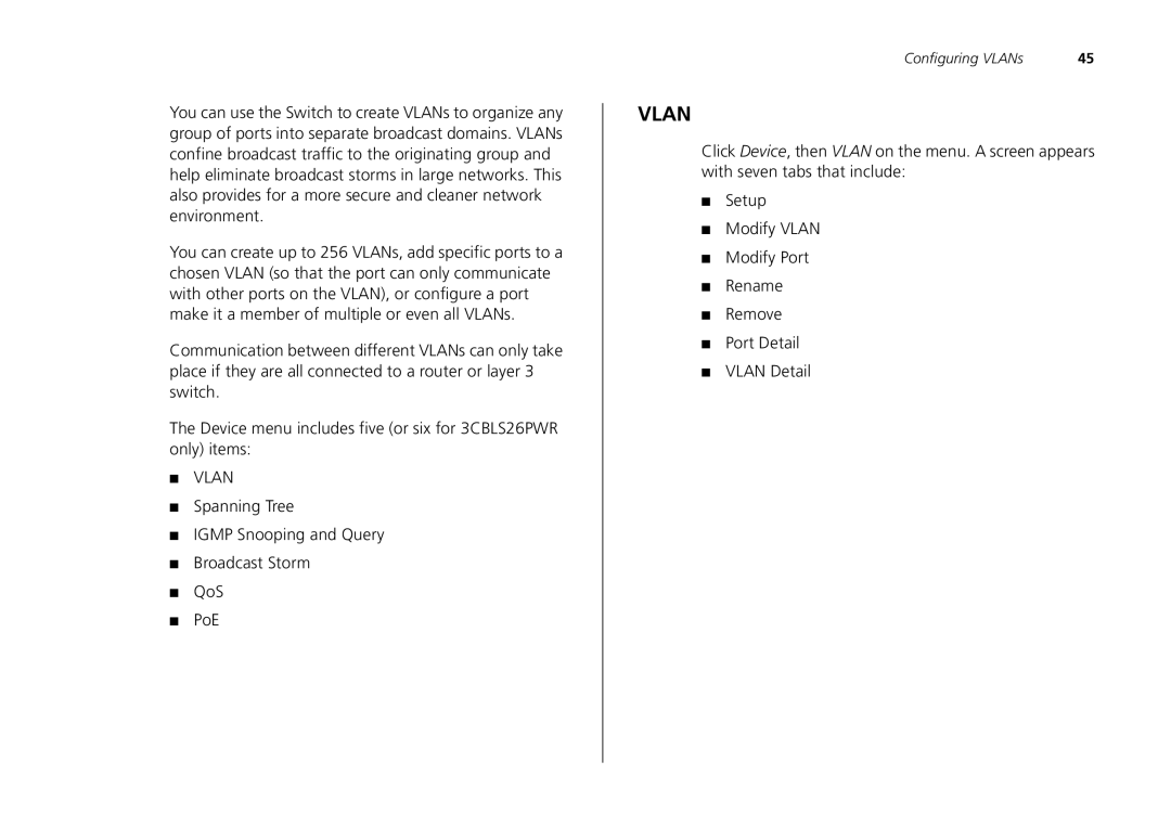 3Com 2226-SFP, 2250-SFP, 2426-PWR manual Vlan 