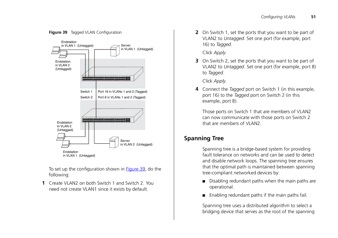 3Com 2226-SFP, 2250-SFP, 2426-PWR manual Spanning Tree, Tagged Vlan Configuration 