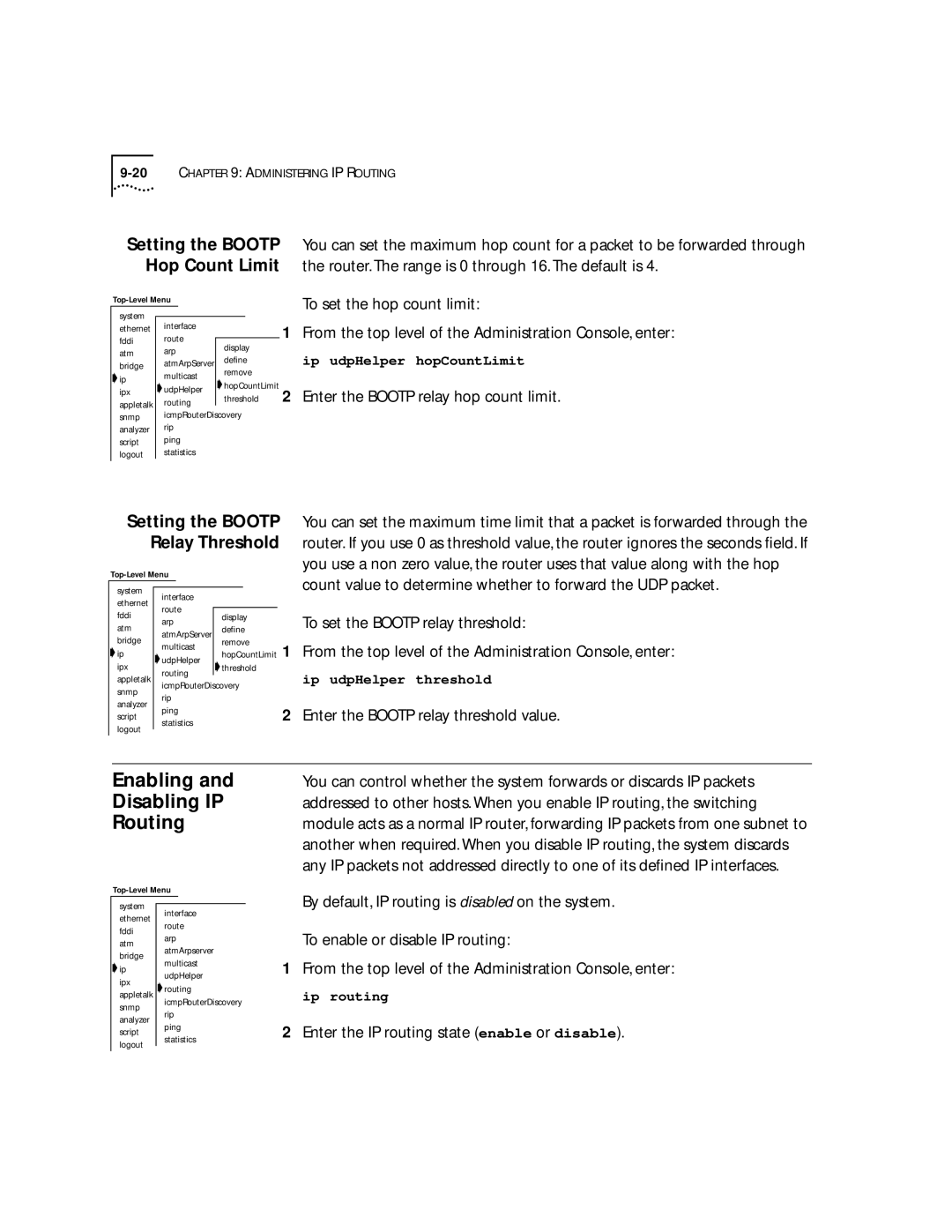 3Com 2500 manual Enabling Disabling IP Routing 