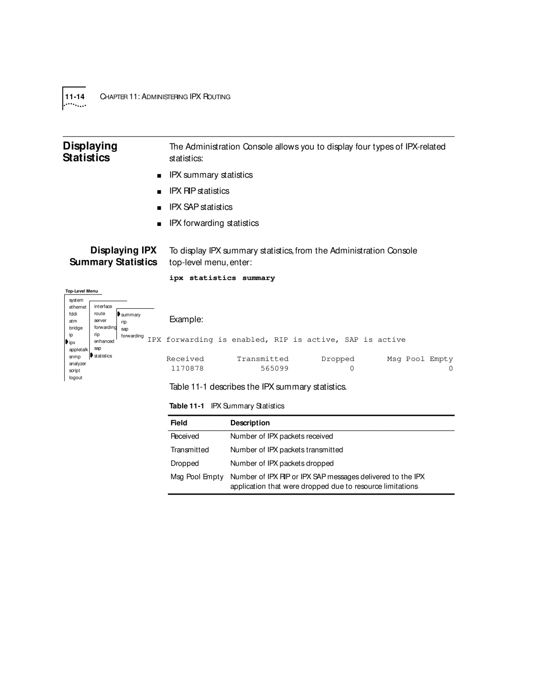 3Com 2500 manual Displaying, Statistics 