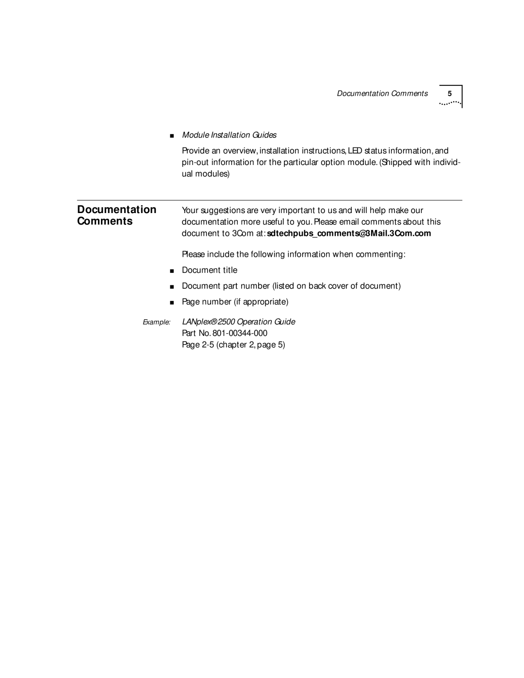 3Com 2500 manual Module Installation Guides, 2-5 