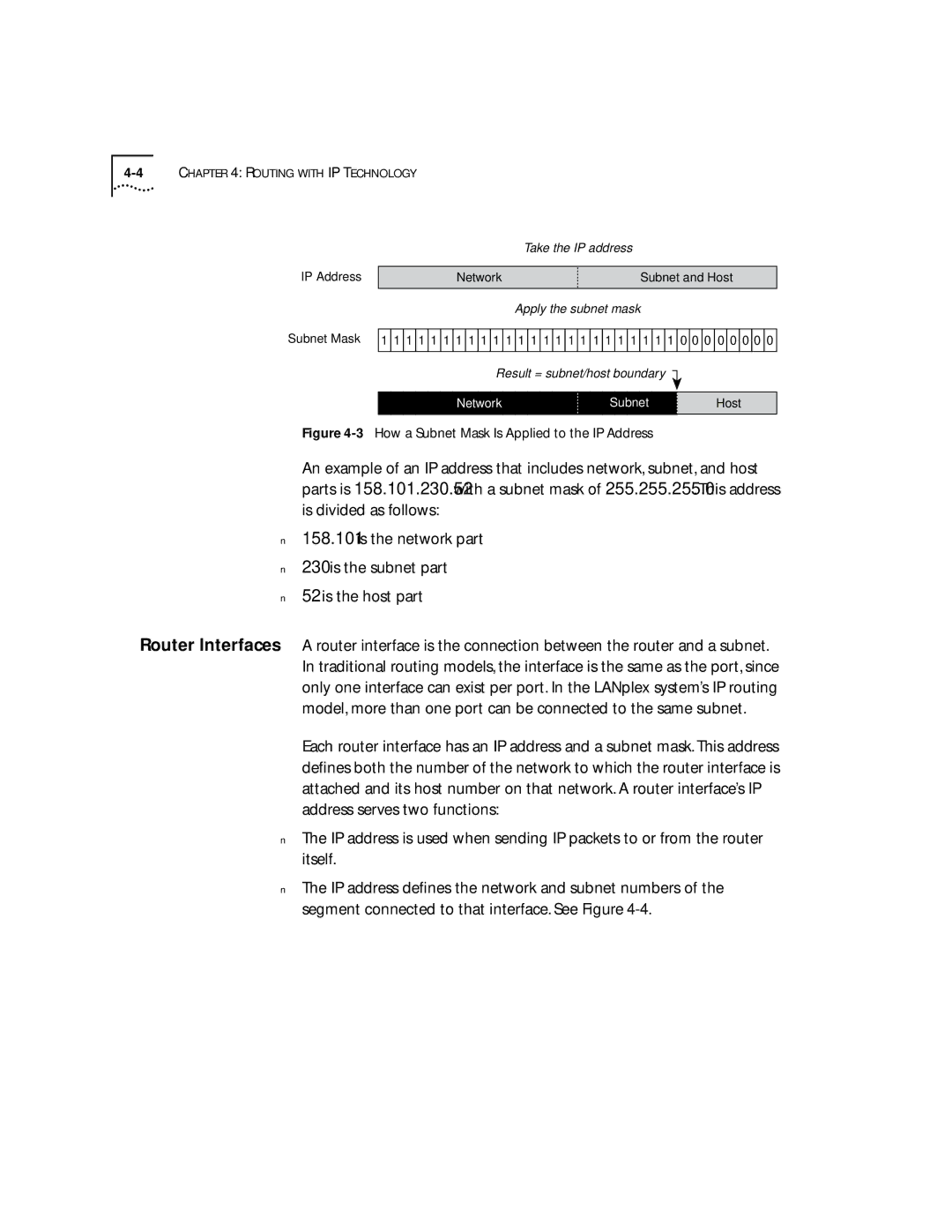 3Com 2500 manual How a Subnet Mask Is Applied to the IP Address 