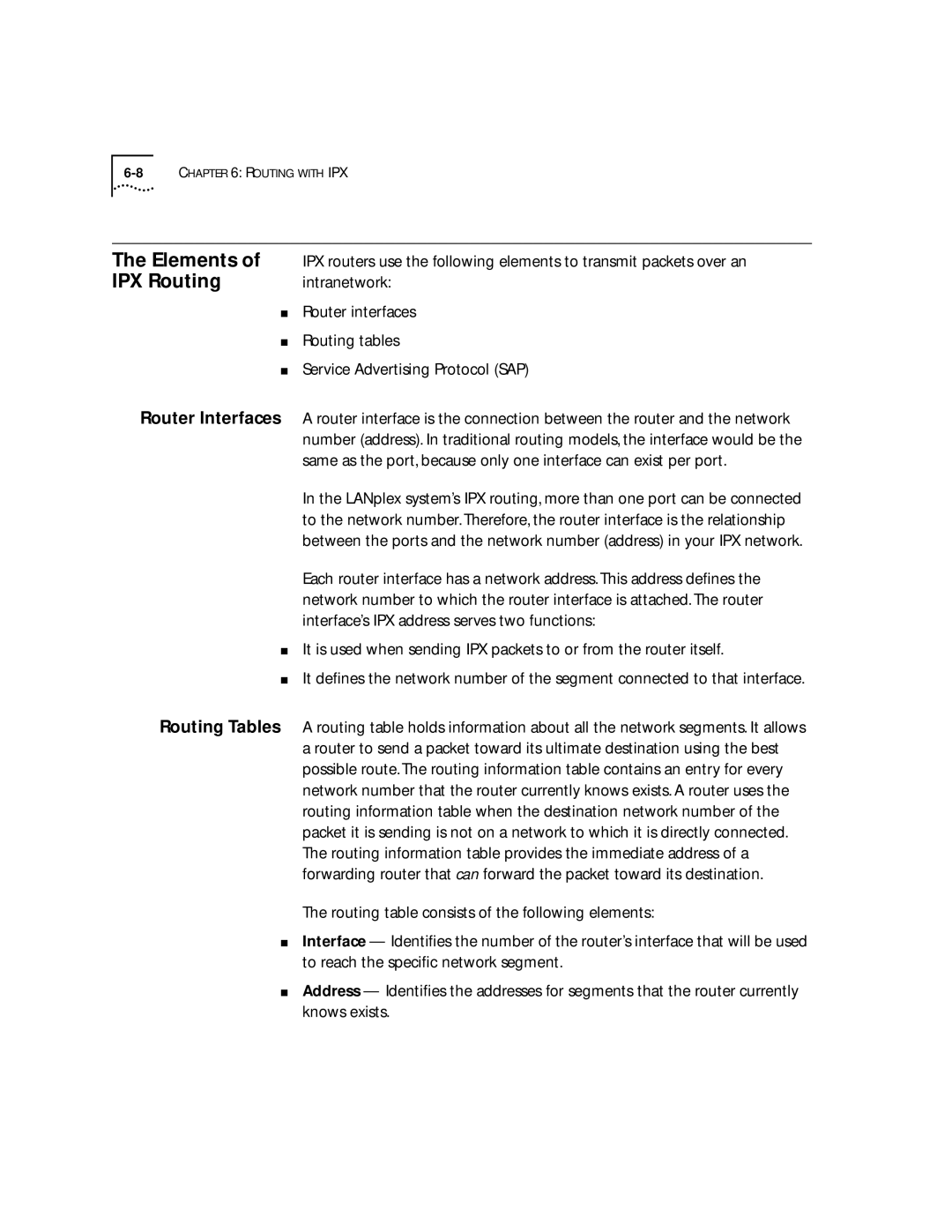 3Com 2500 manual Elements, Intranetwork, Service Advertising Protocol SAP 