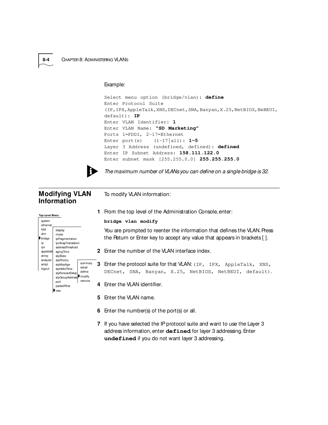 3Com 2500 manual Modifying Vlan Information 