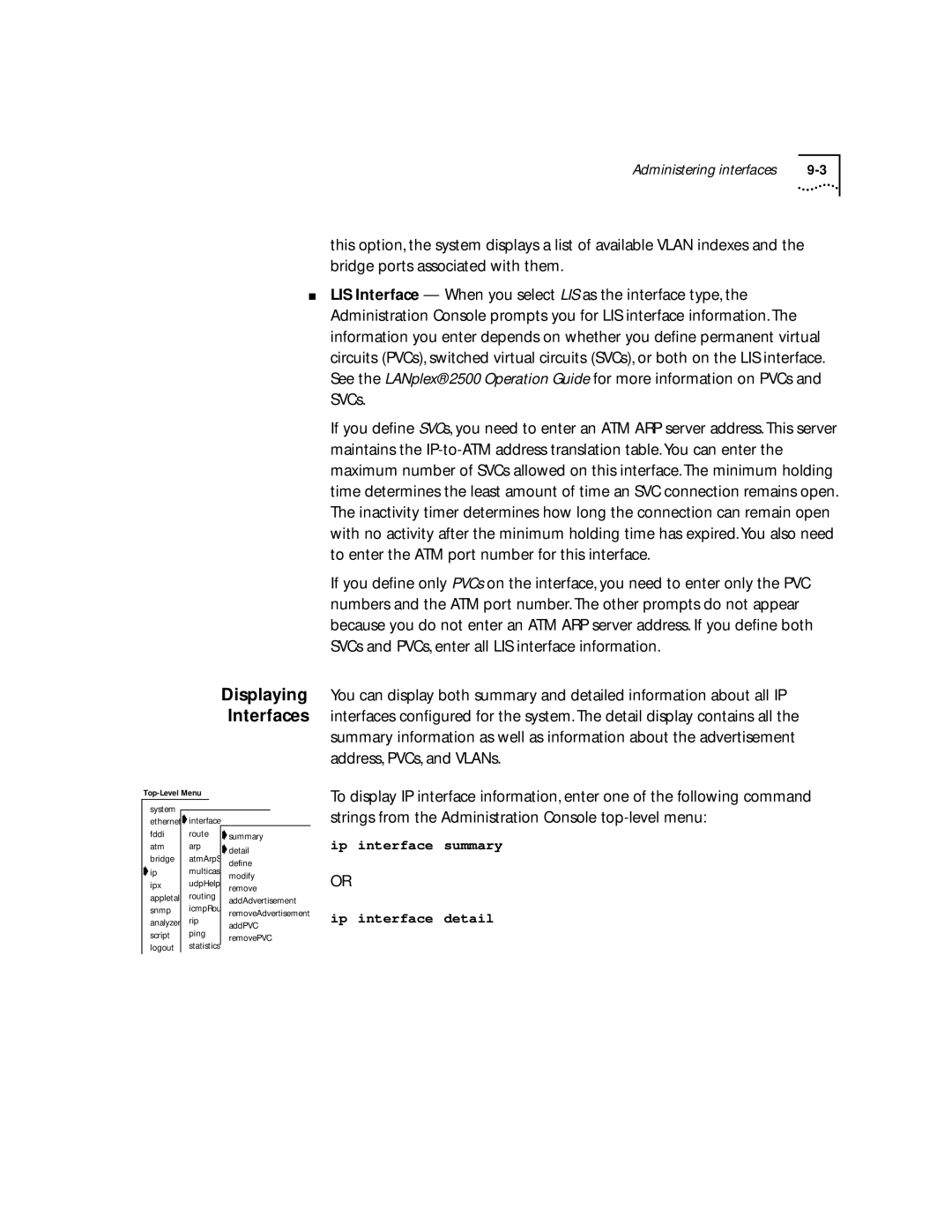 3Com 2500 manual Ip interface summary Ip interface detail 