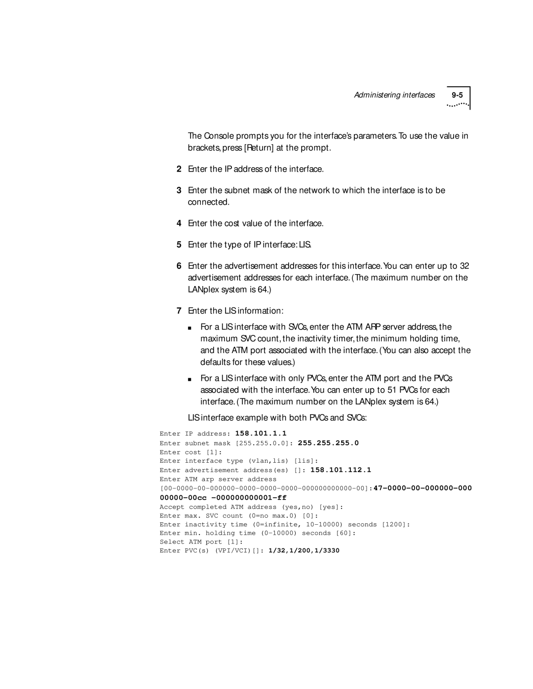 3Com 2500 manual LIS interface example with both PVCs and SVCs 