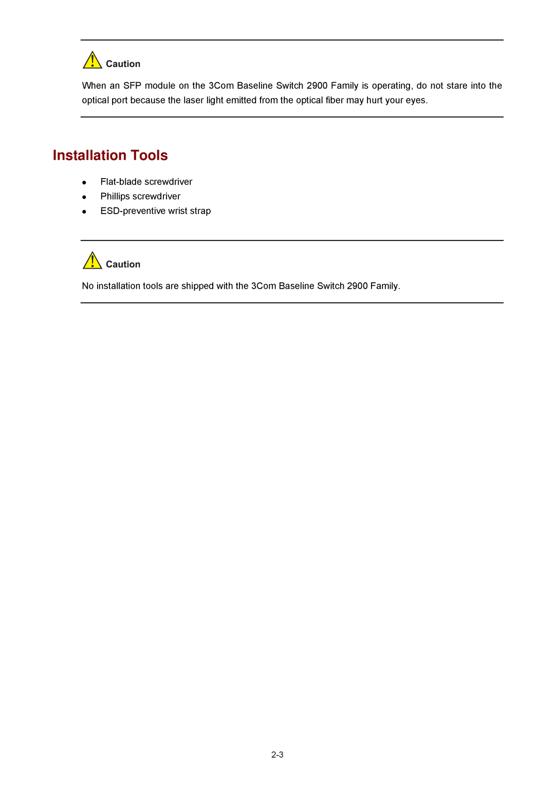 3Com 2900 manual Installation Tools 