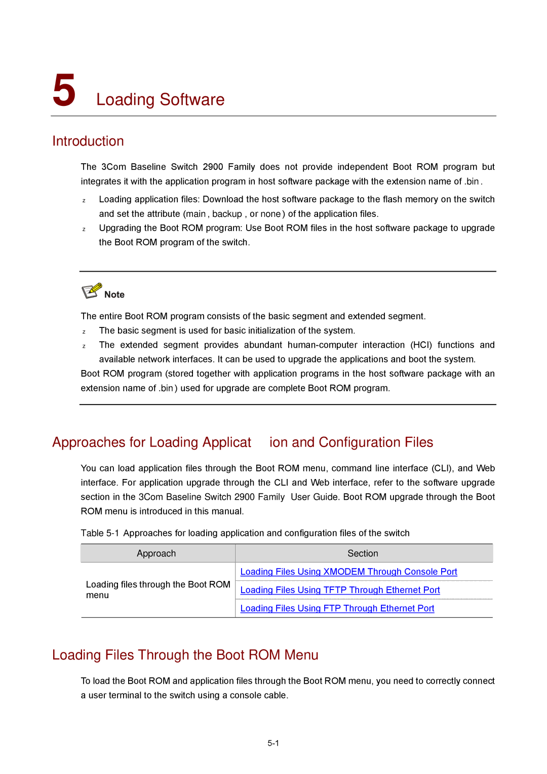 3Com 2900 manual Loading Software, Approaches for Loading Application and Configuration Files 