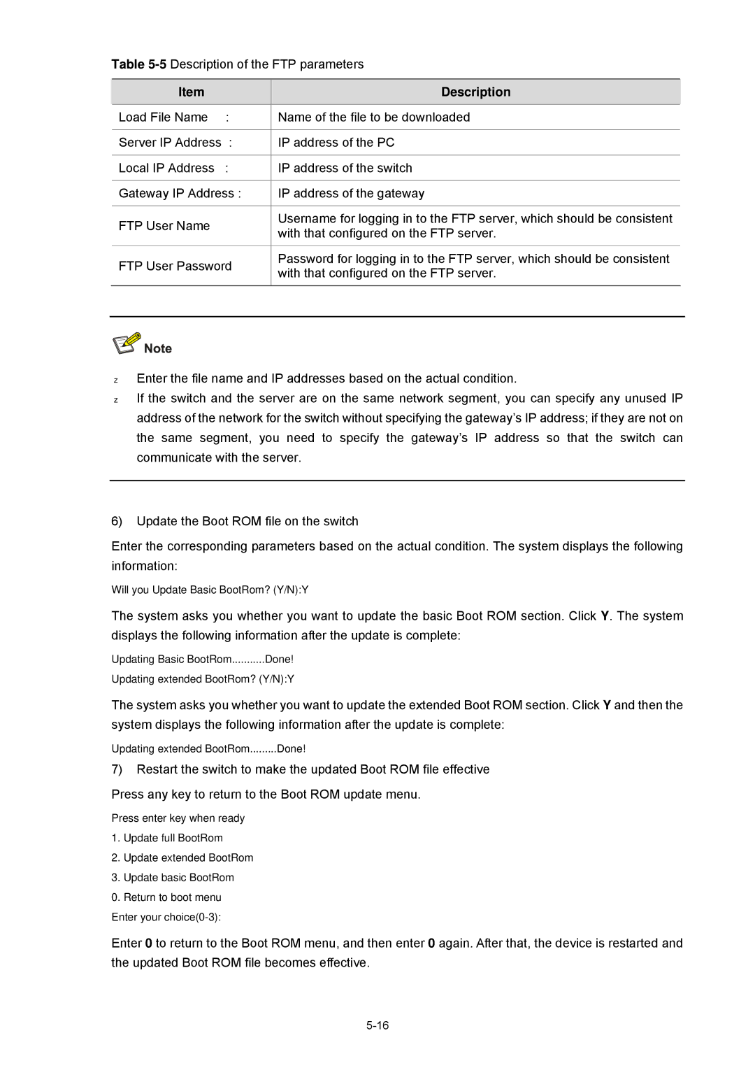 3Com 2900 manual 5Description of the FTP parameters 