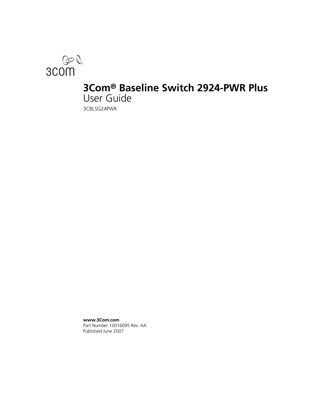 3Com manual 3Com Baseline Switch 2924-PWR Plus 