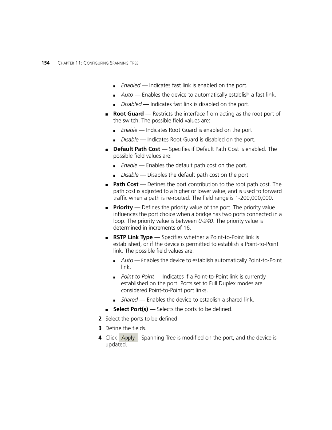 3Com 2924-PWR manual Configuring Spanning Tree 