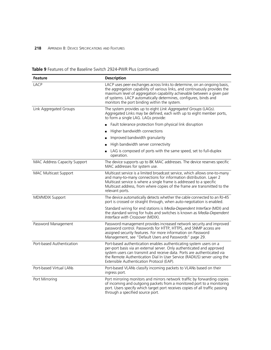 3Com 2924-PWR manual Interface with Crossover Mdix 