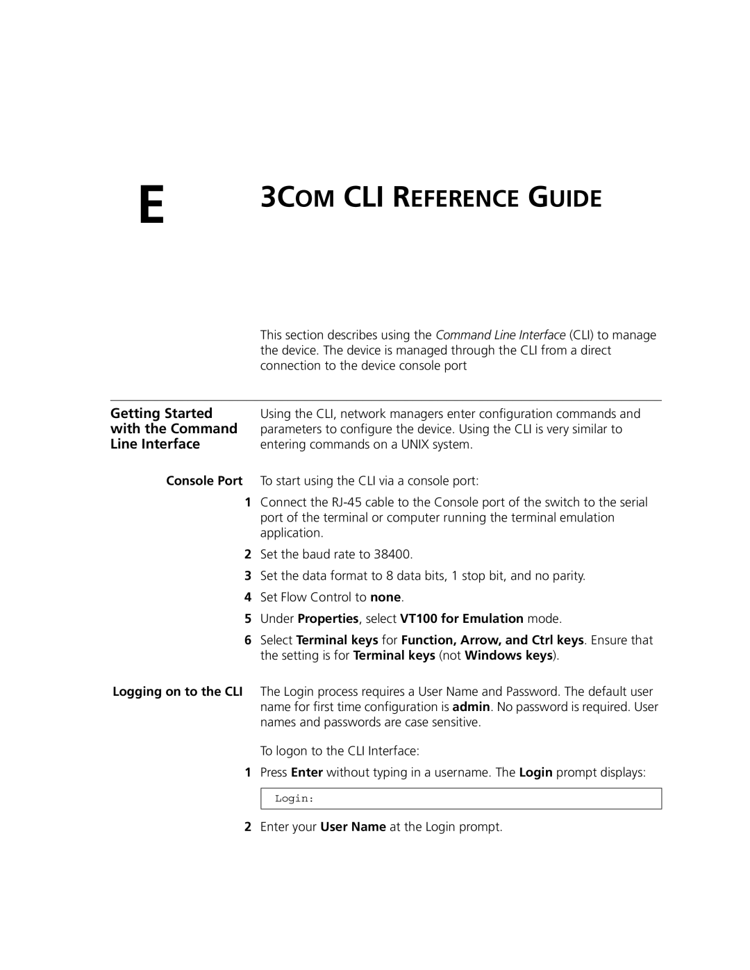 3Com 2924-PWR manual Getting Started, With the Command, Line Interface 